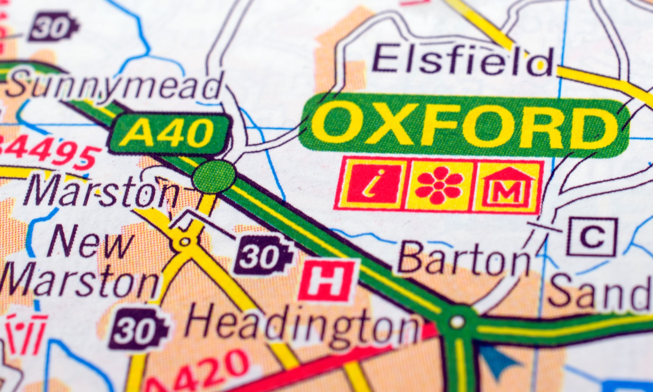 Headington - a destination in its own right; part of Oxford but an identity of its own Road map showing Headington in Oxford